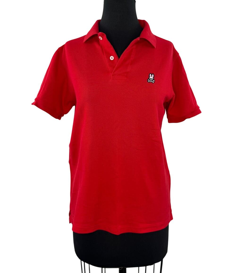Psycho Bunny Red Polo Shirt Pima Cotton Collared Casual Pullover Golf Tee Size 4